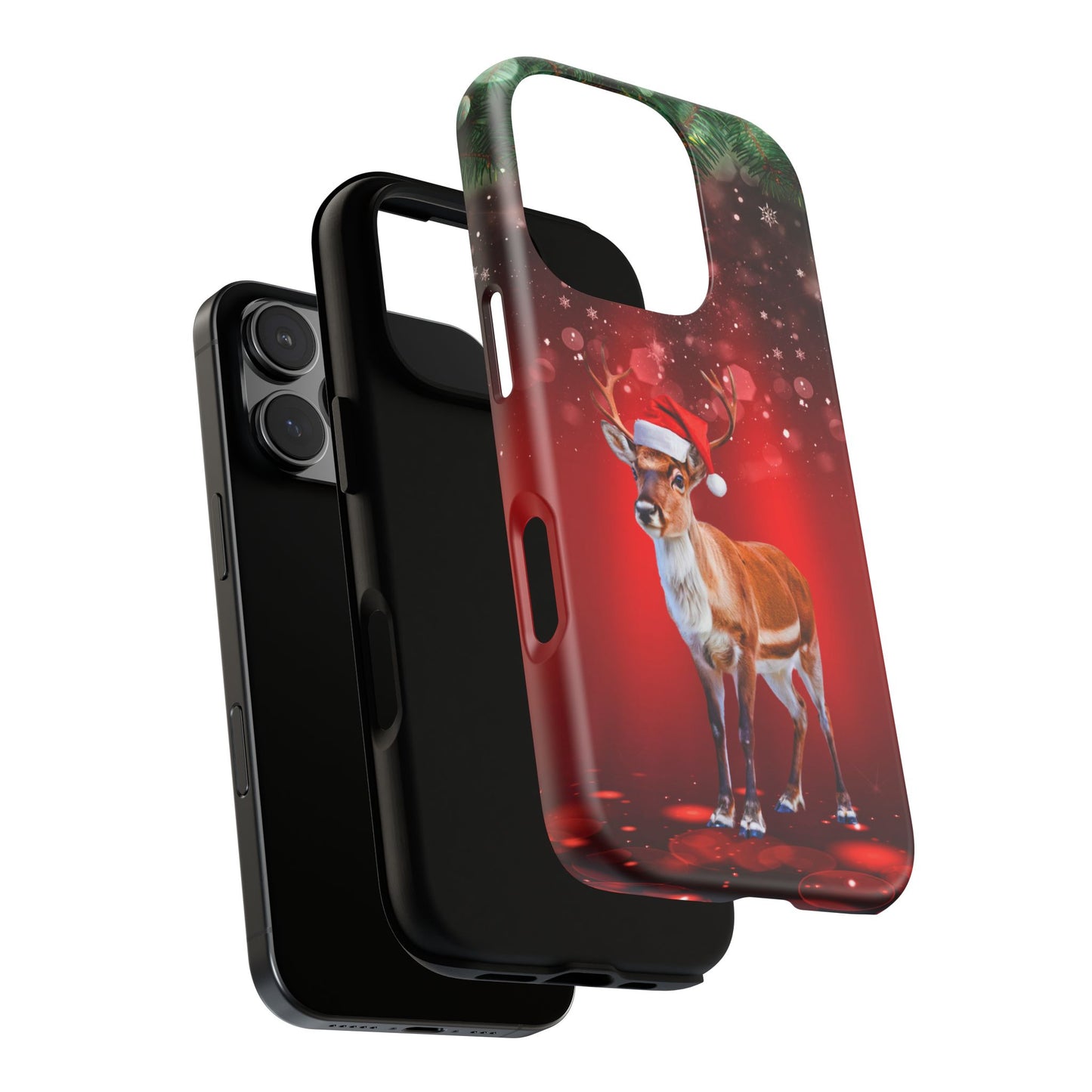 Festive Reindeer No.1 – Santa Hat with Holiday Lights Design for iPhone, Samsung & Google Models