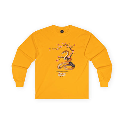 Gildan 2400 Unisex Long-sleeve Tee - 2025 Year of the Snake Chinese New Year - Elegant Cherry Blossom (v2)