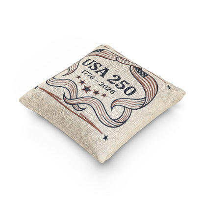 Beige pouch with 'USA 250' text and design on a white background