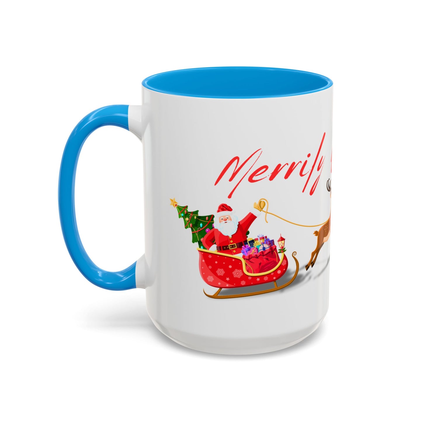 Merrily On High! Santa & Reindeer Mug