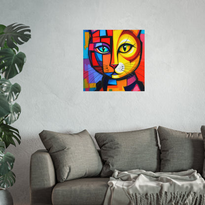 Cubist Cat Portrait - Vibrant Abstract Expression