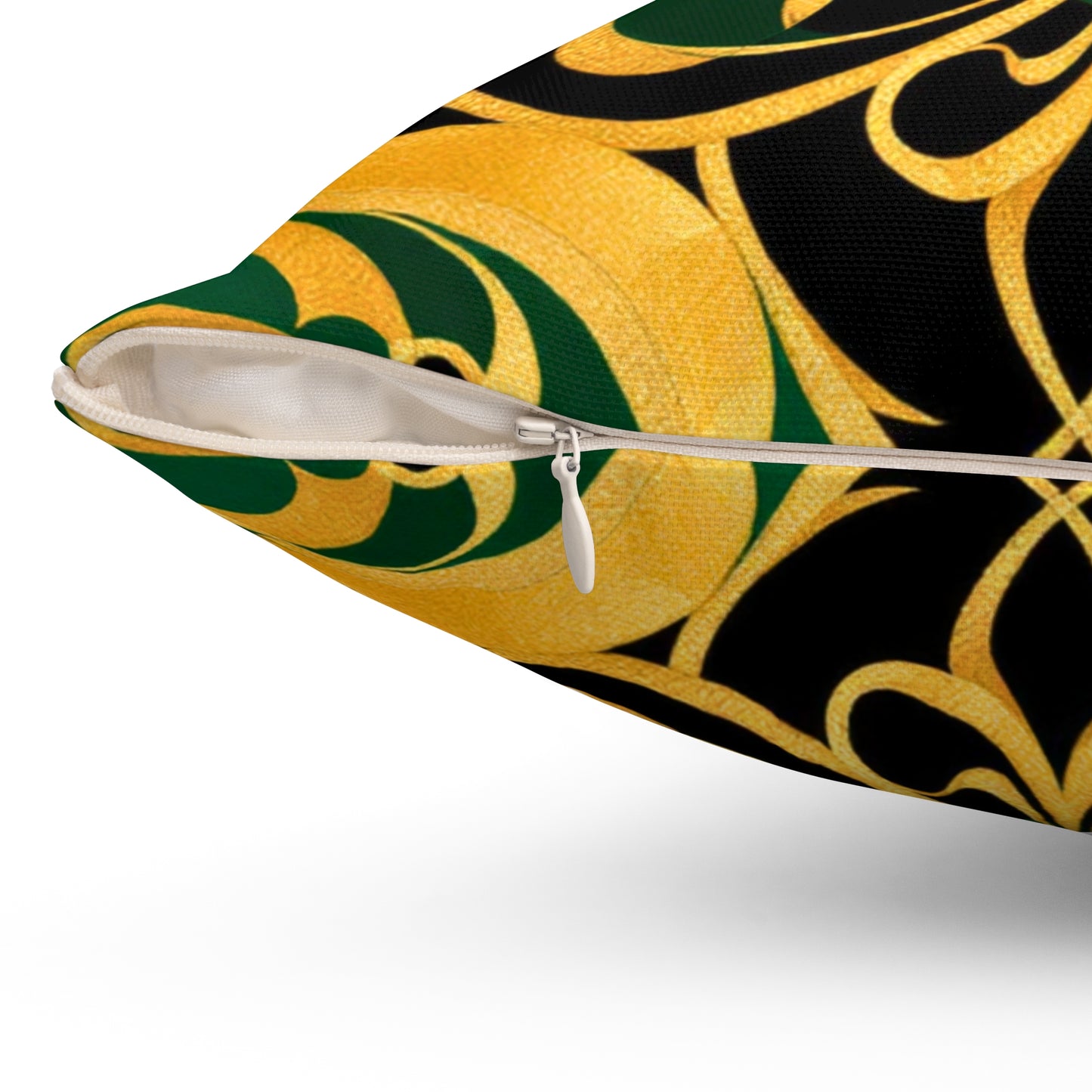 Regal Elegance – Gold & Green Luxe Throw Pillow