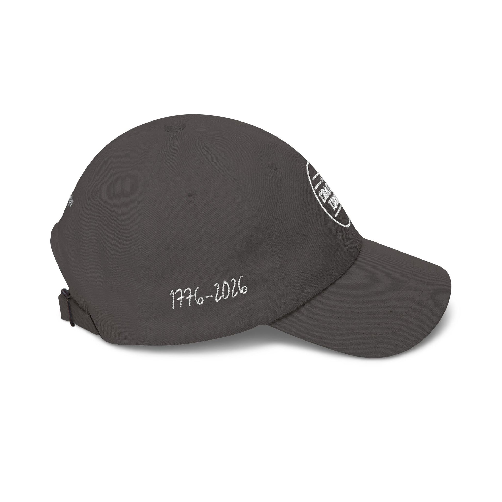 Black cap with a brand logo on a white background