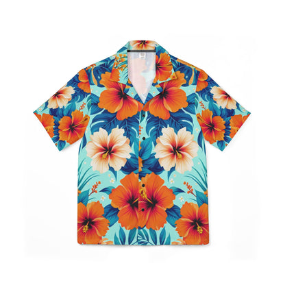 Men's Tropical Hibiscus Hawaiian Camp Shirt – Vibrant Floral Vacation Wear