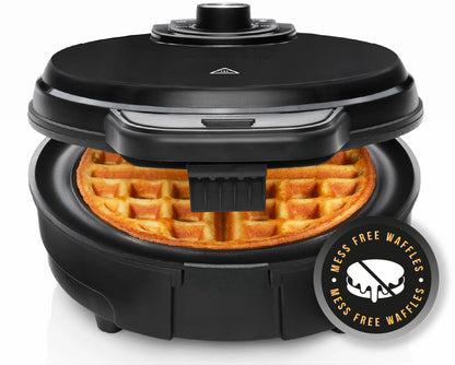 Anti-Overflow Belgian Waffle Maker, Shade Selector, Non-Stick, Black