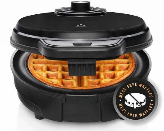 Anti-Overflow Belgian Waffle Maker, Shade Selector, Non-Stick, Black