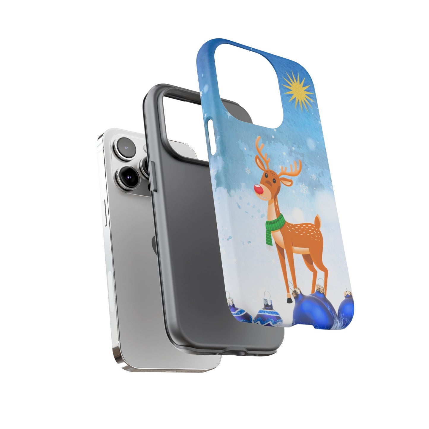 Festive Reindeer No.2 – Santa Hat with Holiday Lights Design for iPhone, Samsung & Google Models