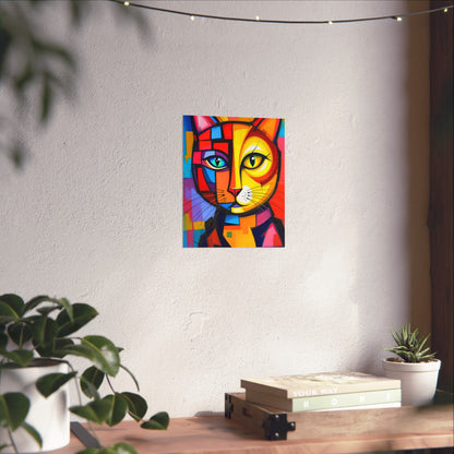Cubist Cat Portrait - Vibrant Abstract Expression