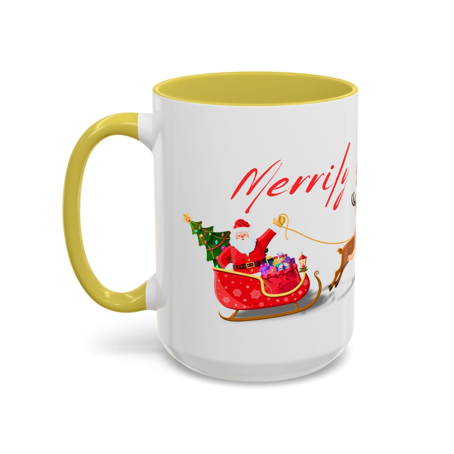 Merrily On High! Santa & Reindeer Mug