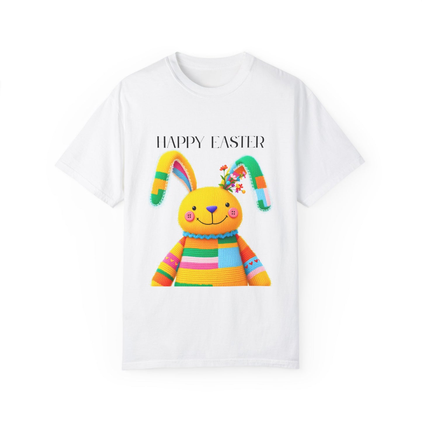 Comfort Colors 1717 Unisex Garment-Dyed T-shirt - Patchwork Bunny Bliss – Knitted Toy Happy Easter