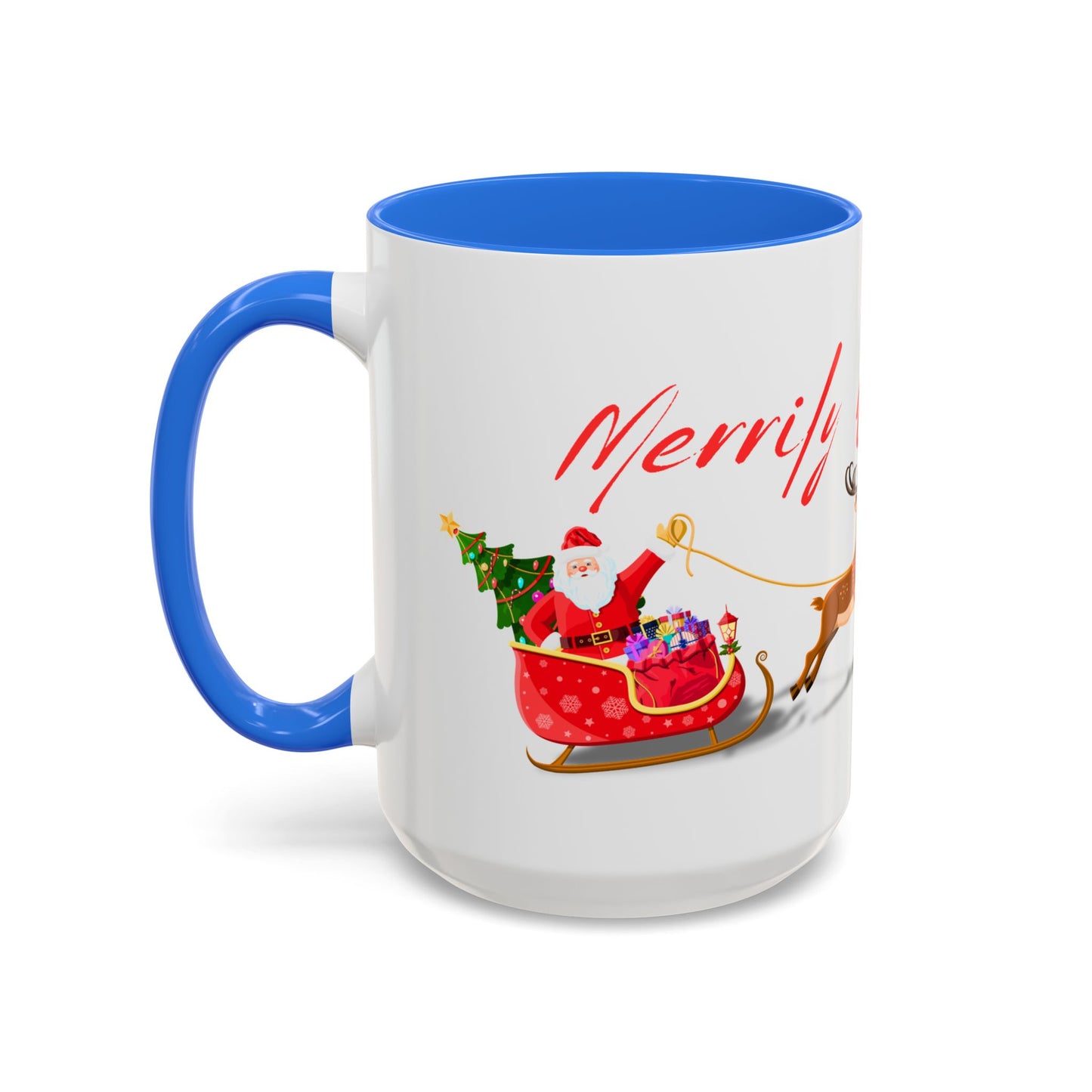 Merrily On High! Santa & Reindeer Mug