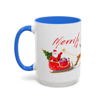 Merrily On High! Santa & Reindeer Mug