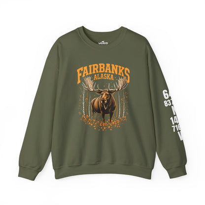 Fairbanks Moose Cotton Crewneck Sweatshirt | Wild Alaska Series Edition 🦌🍁