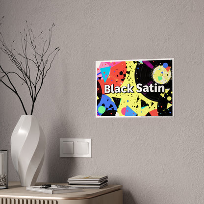 Jazz-Inspired Glossy Poster Art | Black Satin Layers
