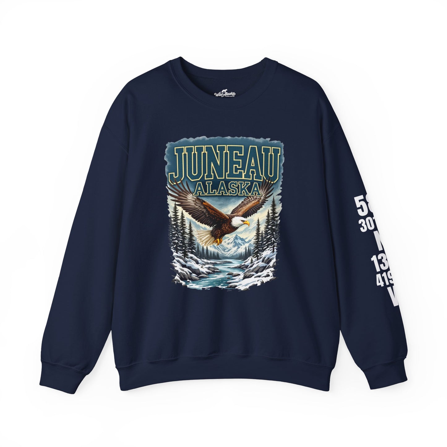 Juneau Bald Eagle Cotton Crewneck Sweatshirt | Wild Alaska Series Edition 🦅🌲❄️