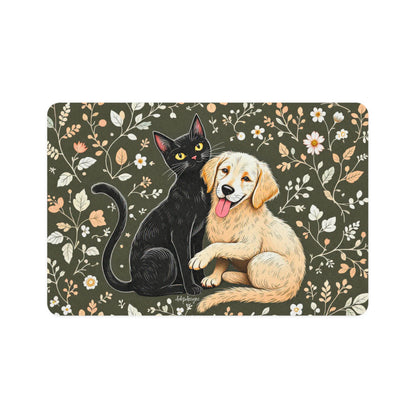 Cozy Companion Pet Feeding Mat – Floral Dog & Cat Design (12x18)