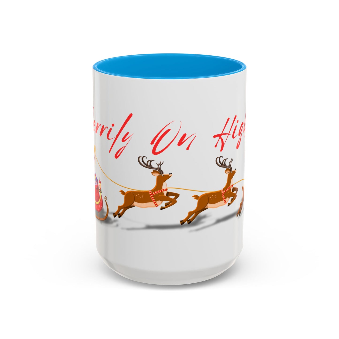 Merrily On High! Santa & Reindeer Mug