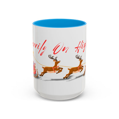 Merrily On High! Santa & Reindeer Mug