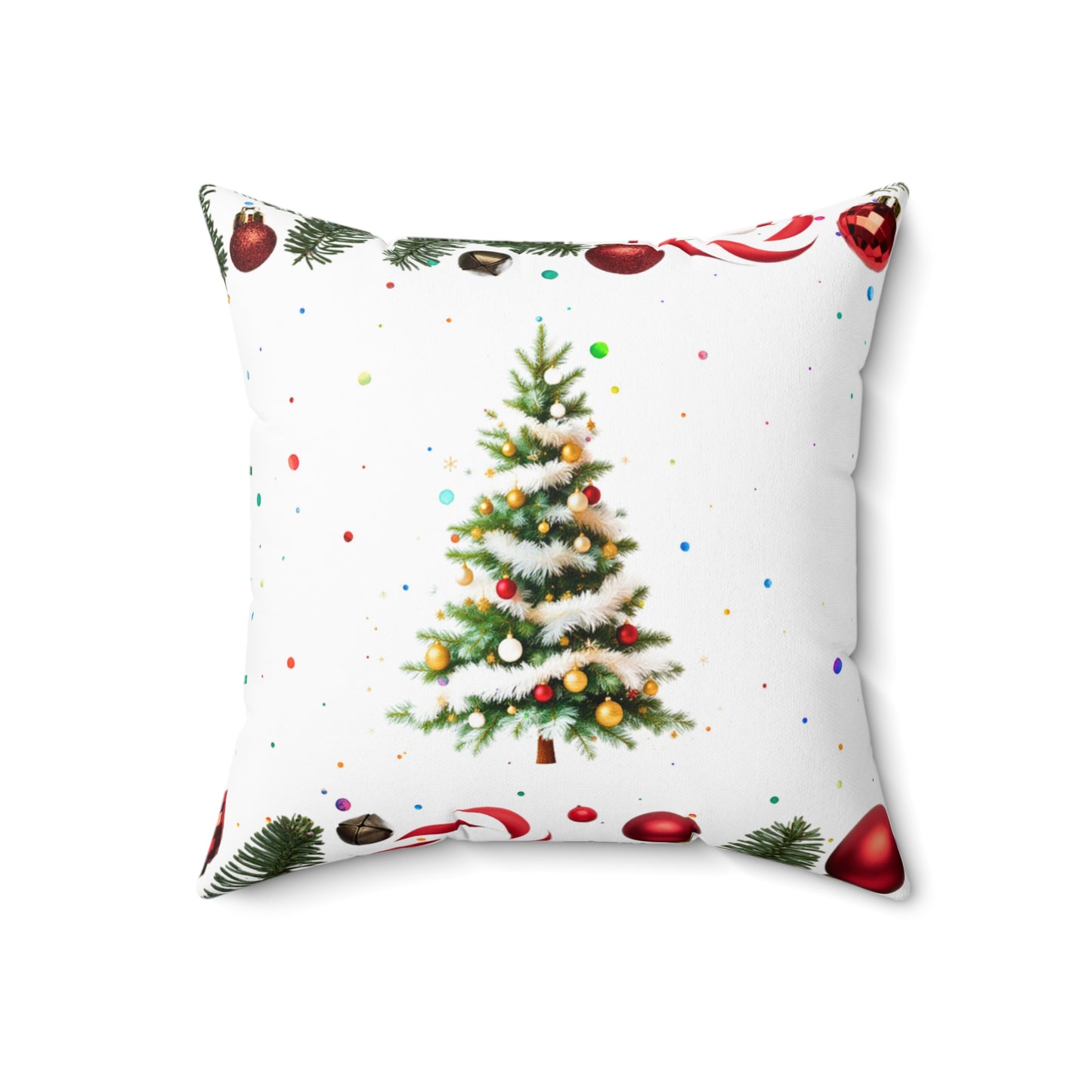 Elegant Christmas Tree Pillow - Candy Cane Border