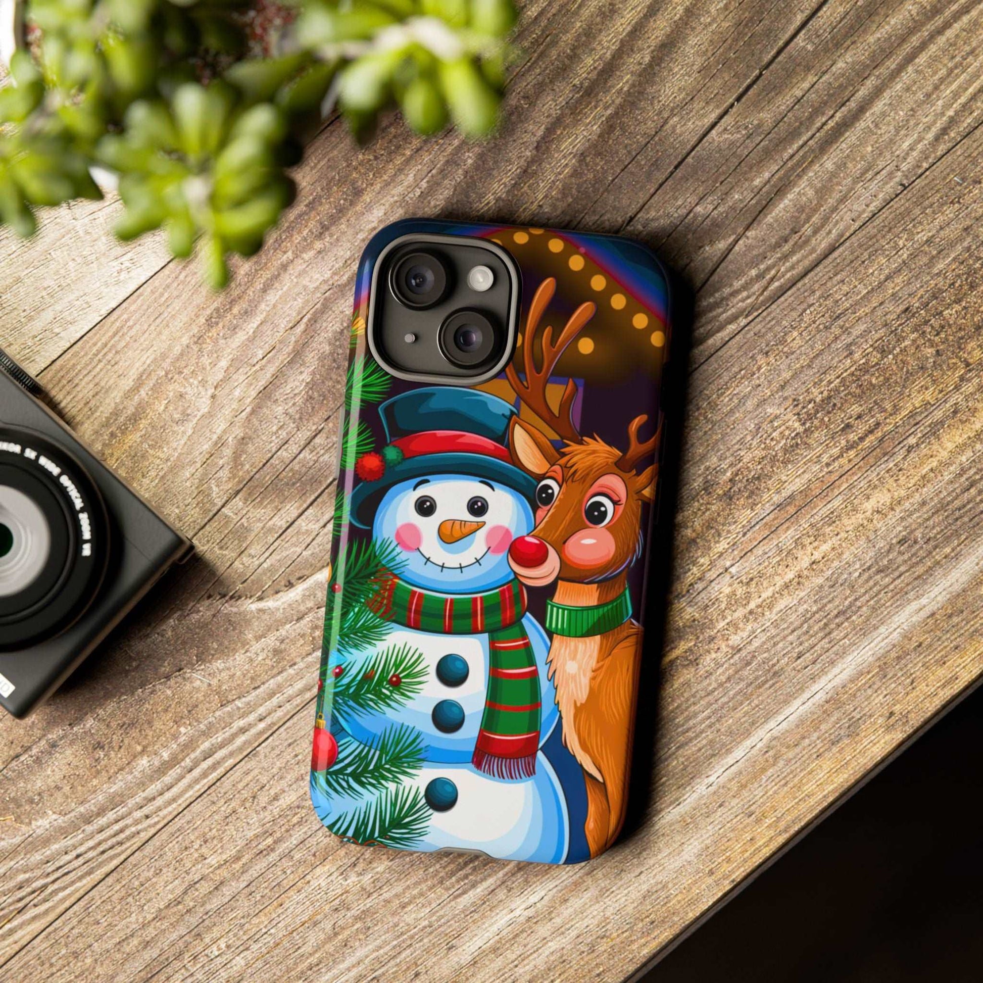 Festive Snowman and Reindeer Christmas Phone Case