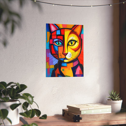 Cubist Cat Portrait - Vibrant Abstract Expression