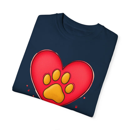 Comfort Colors 1717 Unisex Garment-Dyed T-shirt - "You’re Pawfect!" Adorable Heart and Paw Valentine's Day Design [Color Set 2]
