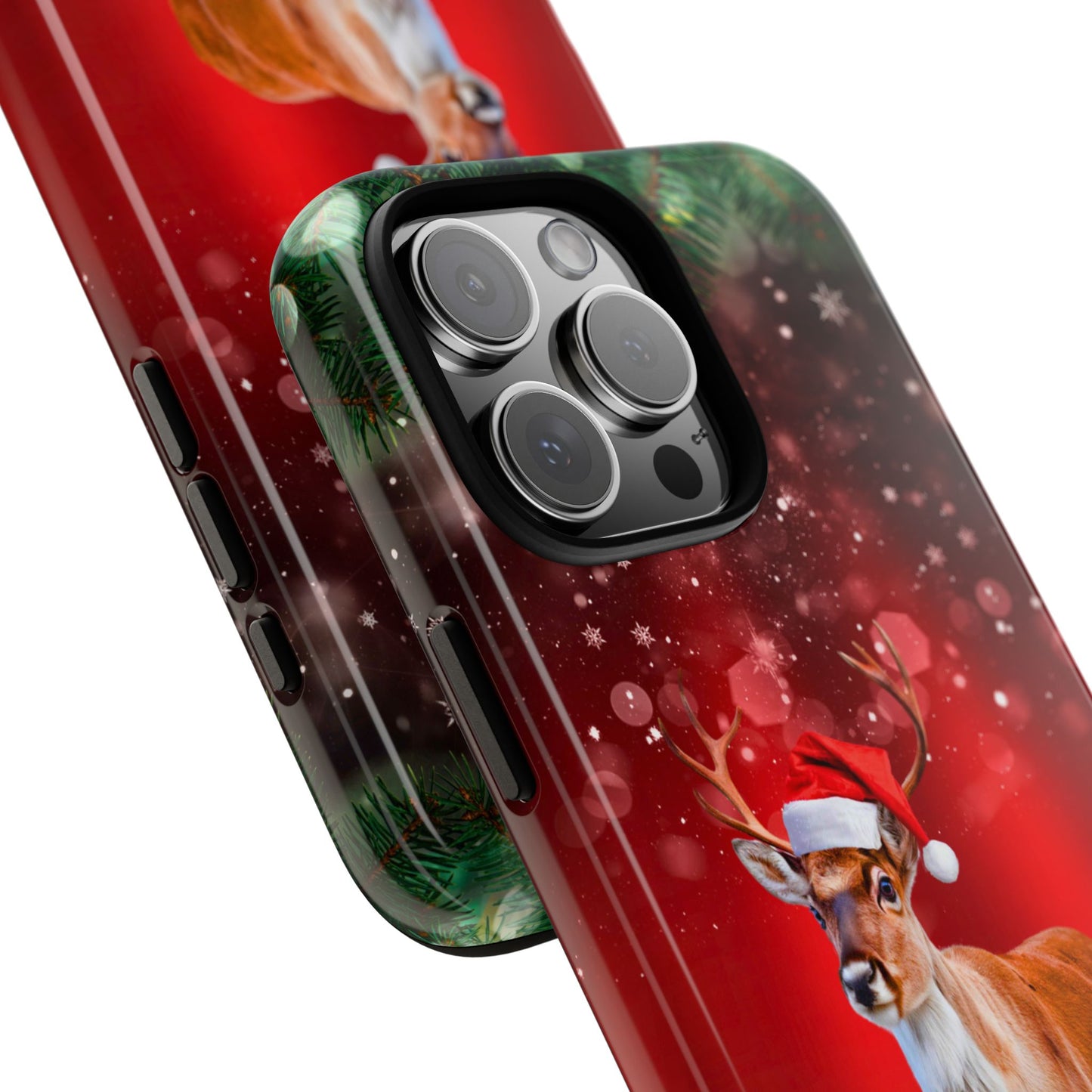 Festive Reindeer No.1 – Santa Hat with Holiday Lights Design for iPhone, Samsung & Google Models