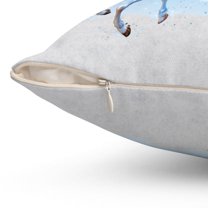 Enchanted Blue Reindeer Sleigh Christmas Pillow