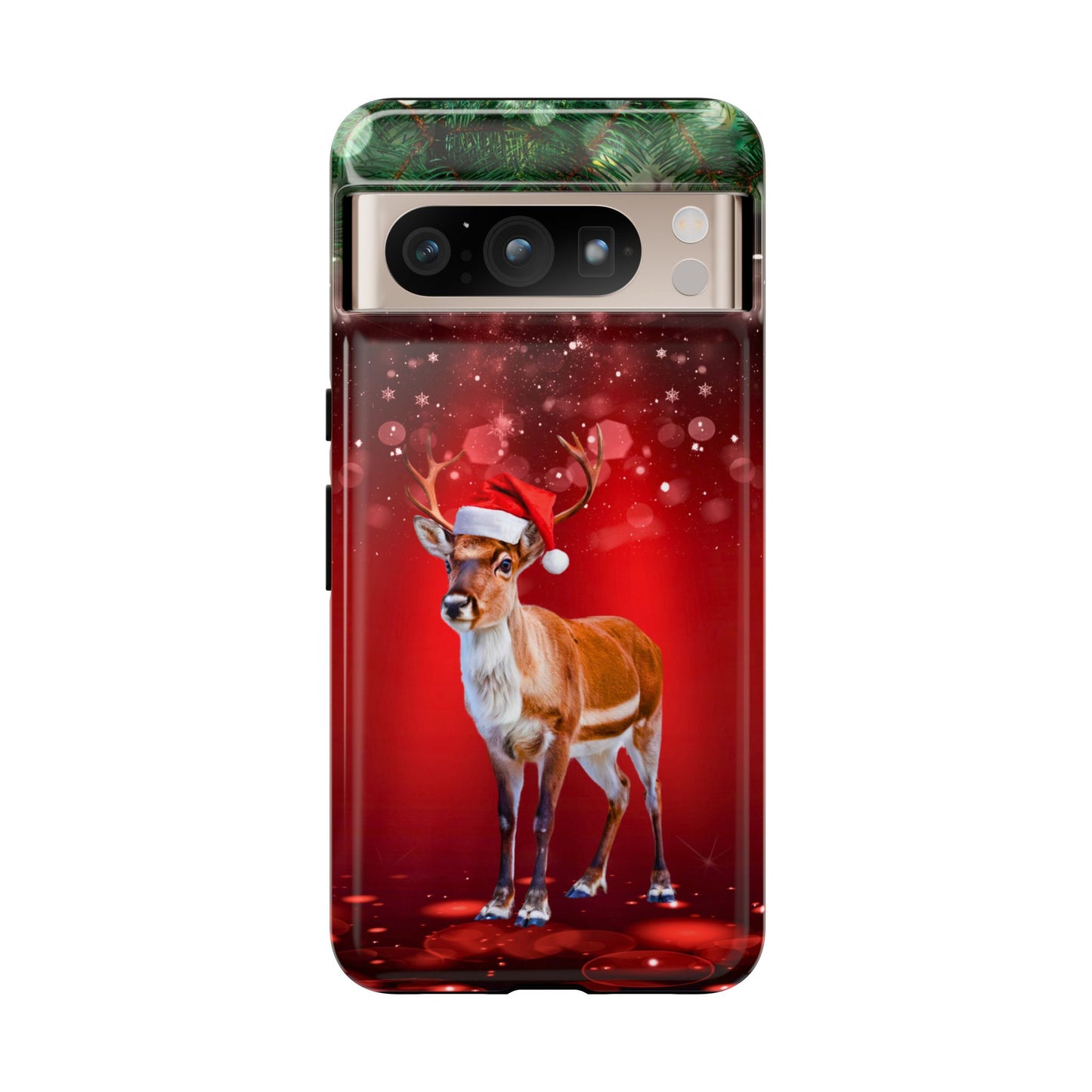 Festive Reindeer No.1 – Santa Hat with Holiday Lights Design for iPhone, Samsung & Google Models