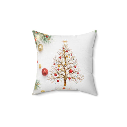 Elegant Christmas Tree Pillow – Minimalist Golden Holiday Charm