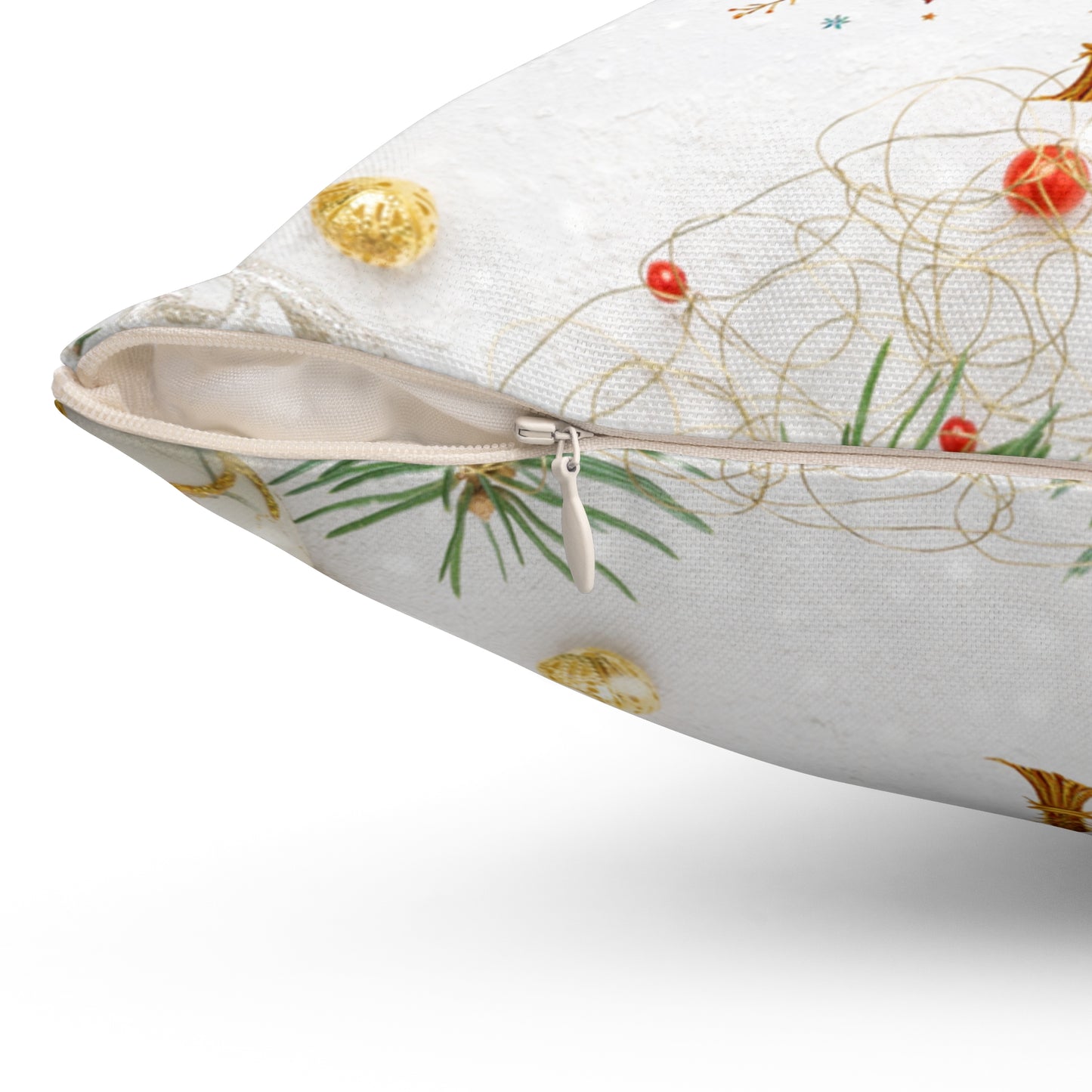 Elegant Christmas Tree Pillow – Minimalist Golden Holiday Charm