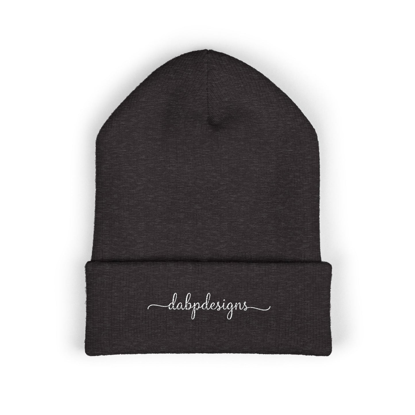 Embroidered Cuffed Beanie – dabpdesigns Minimal White Stitch Logo