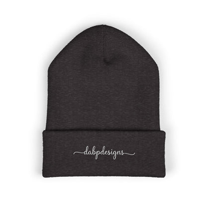 Embroidered Cuffed Beanie – dabpdesigns Minimal White Stitch Logo