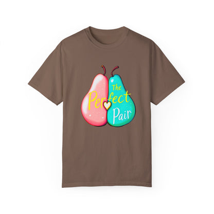 Comfort Colors 1717 Unisex Garment-Dyed T-shirt - "The Perfect Pair" Cute Pear Couple Design (v2)