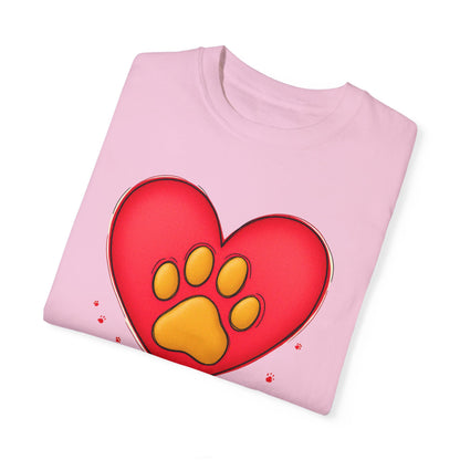 Comfort Colors 1717 Unisex Garment-Dyed T-shirt - "You’re Pawfect!" Adorable Heart and Paw Valentine's Day Design [Color Set 1]