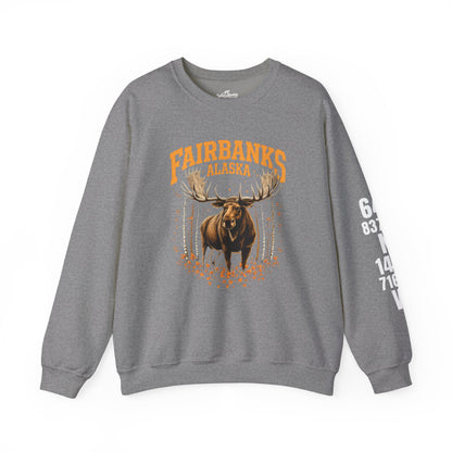 Fairbanks Moose Cotton Crewneck Sweatshirt | Wild Alaska Series Edition 🦌🍁