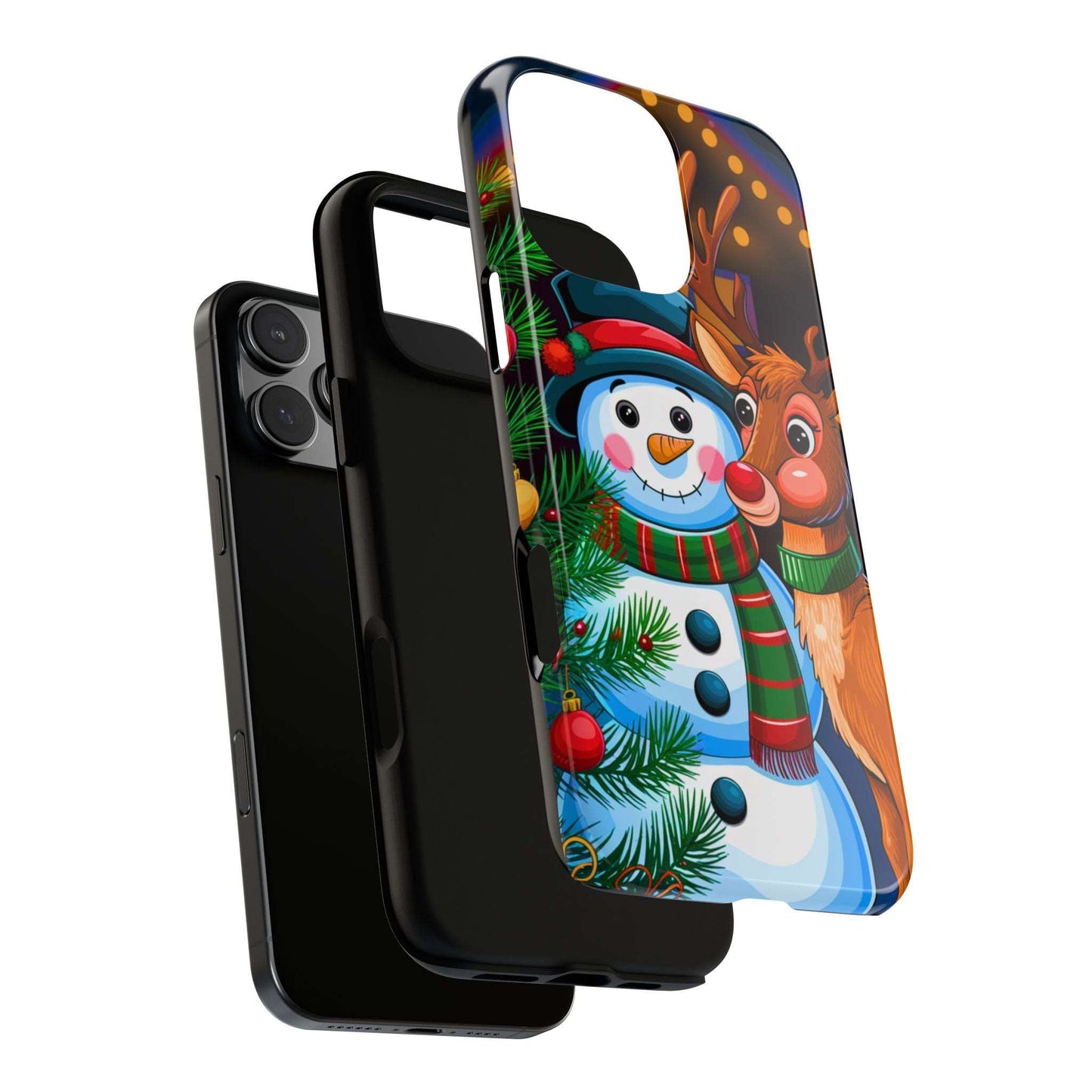 Festive Snowman and Reindeer Christmas Phone Case