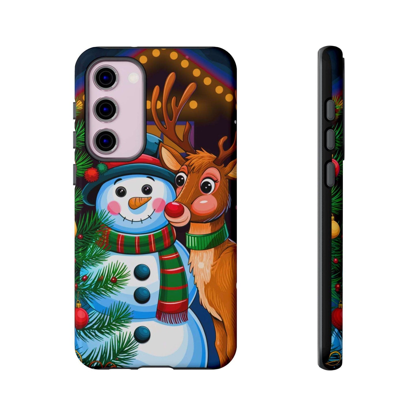 Festive Snowman and Reindeer Christmas Phone Case