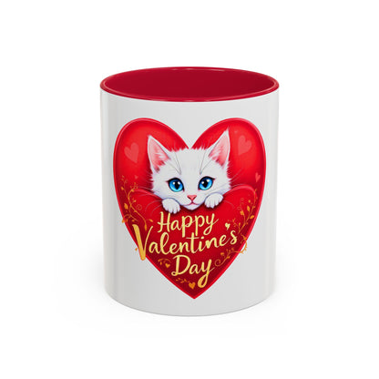 Adorable White Kitten Valentine's Day Mug – Cute & Romantic Gift (11oz)