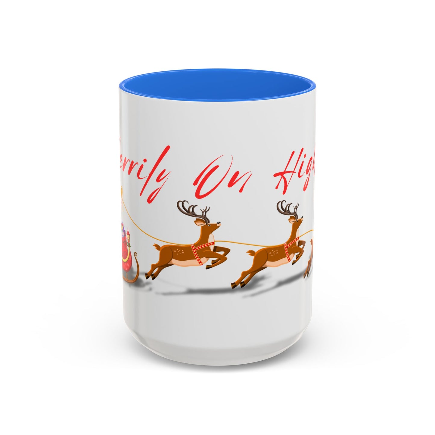 Merrily On High! Santa & Reindeer Mug