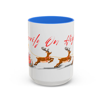 Merrily On High! Santa & Reindeer Mug