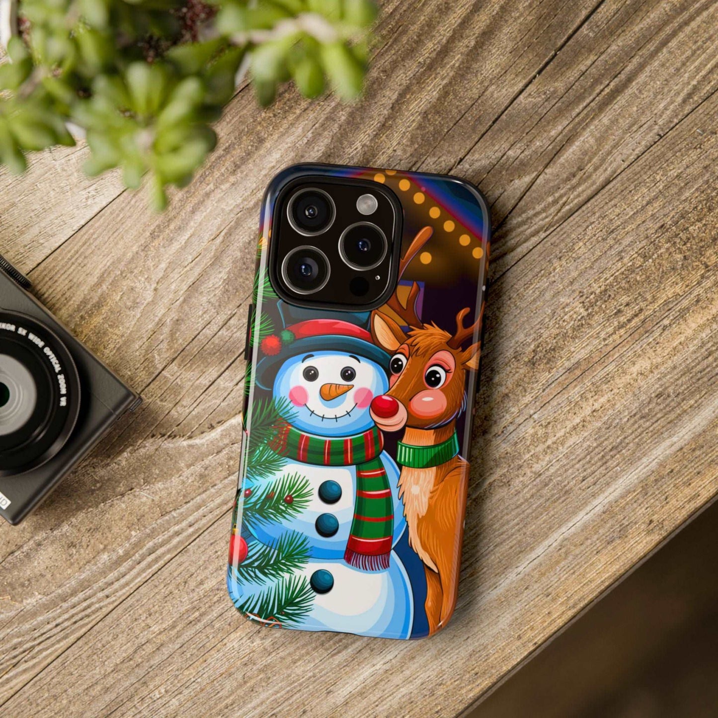 Festive Snowman and Reindeer Christmas Phone Case