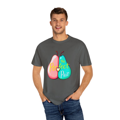 Comfort Colors 1717 Unisex Garment-Dyed T-shirt - "The Perfect Pair" Cute Pear Couple Design (v2)