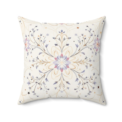 Ethereal Starlit Bloom – Elegant Ornamental Design Throw Pillow