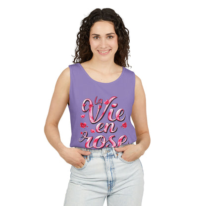 Comfort Colors® 9360 Women's Garment-Dyed Tank Top - La Vie en Rose Romantic & Stylish Design