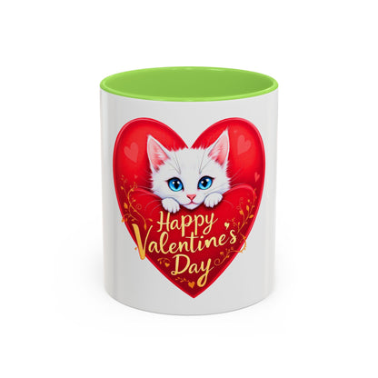 Adorable White Kitten Valentine's Day Mug – Cute & Romantic Gift (11oz)