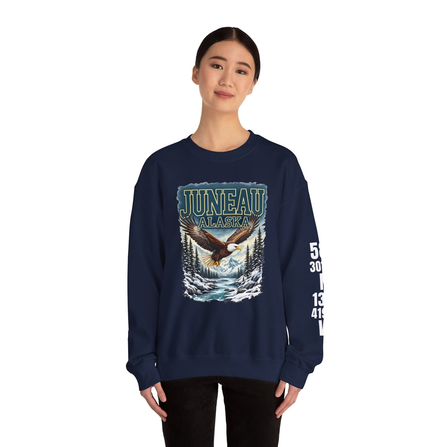 Juneau Bald Eagle Cotton Crewneck Sweatshirt | Wild Alaska Series Edition 🦅🌲❄️