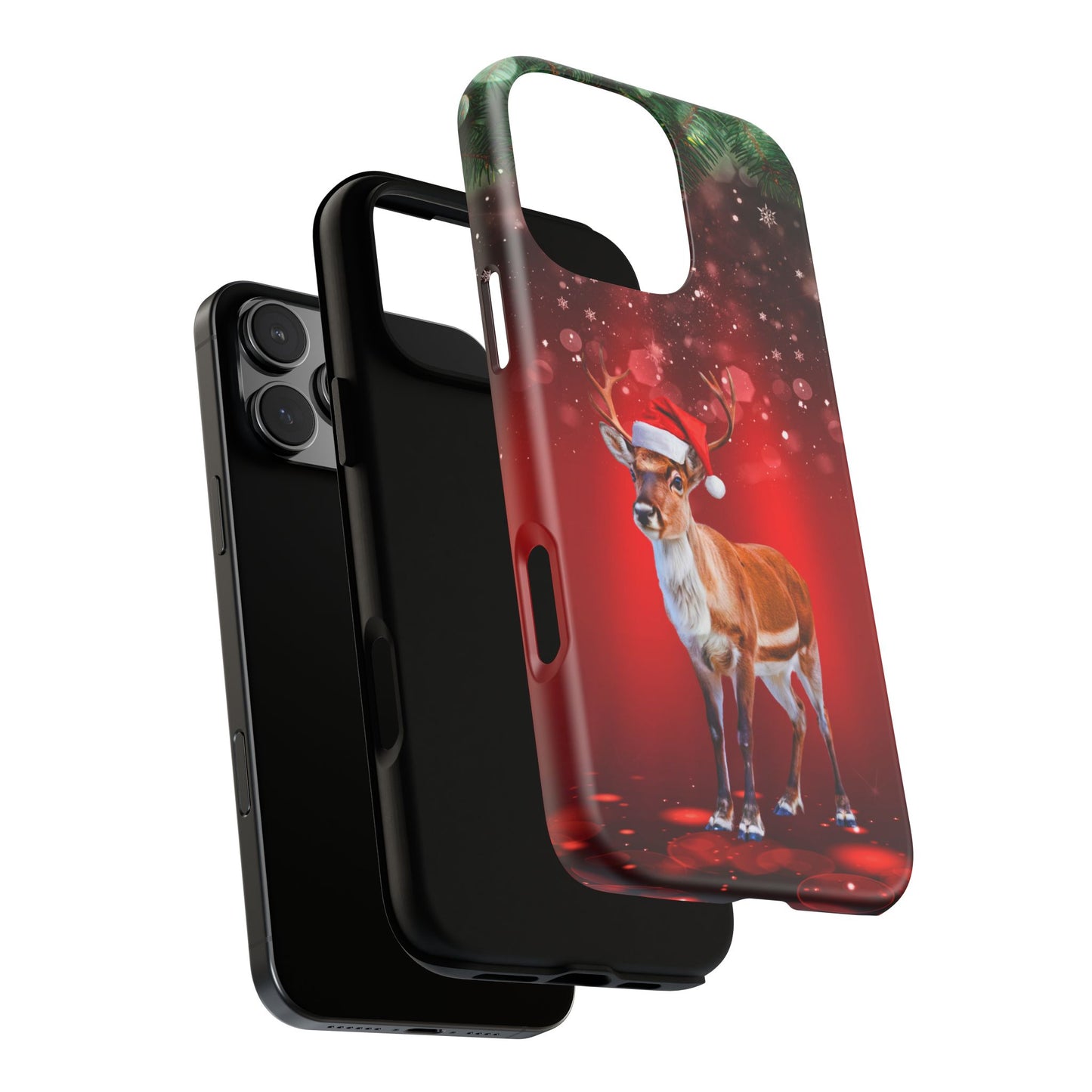 Festive Reindeer No.1 – Santa Hat with Holiday Lights Design for iPhone, Samsung & Google Models