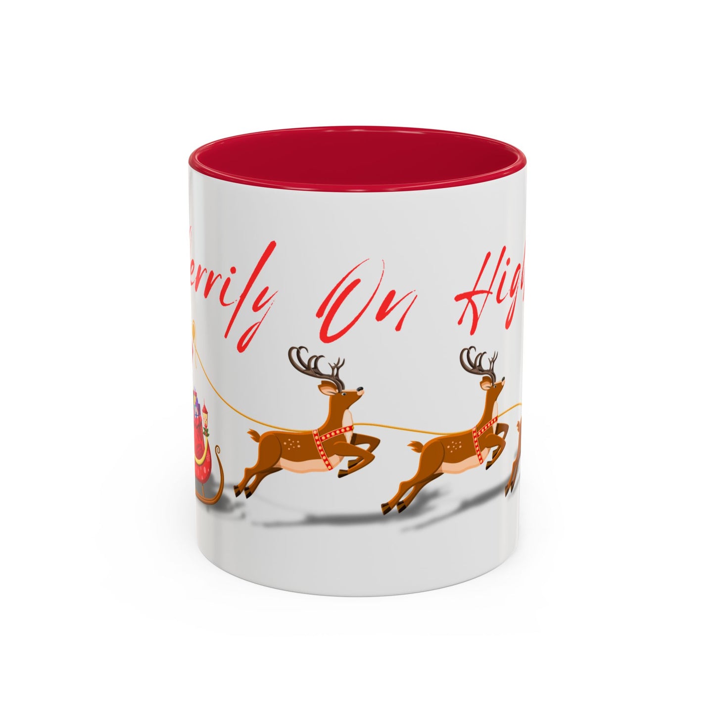 Merrily On High! Santa & Reindeer Mug