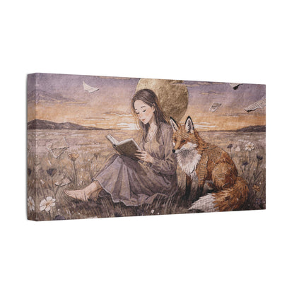 Meadow at Dusk – A Quiet Reading | Storybook Canvas Art